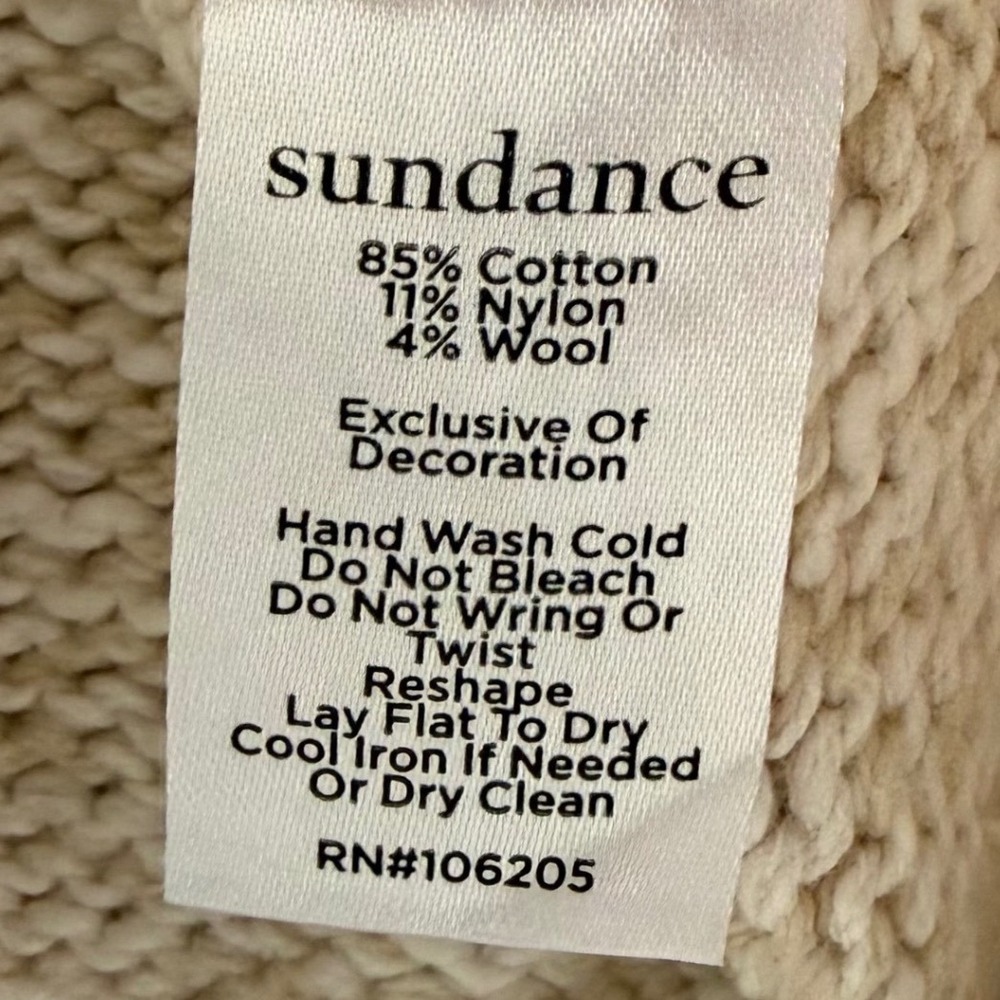 Sundance Womens Cream Black Embroidered Floral Cotton Wool Blend Sweater L - Picture 7 of 8
